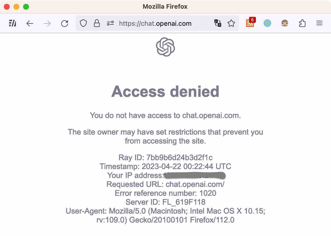 Access denied - You do not have access to chat.openai.com.