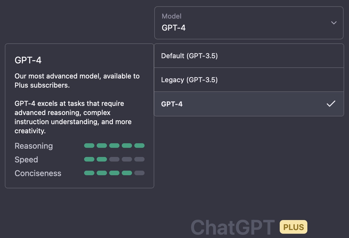 GPT-4 is avaiable for ChatGPT Plus subscribers